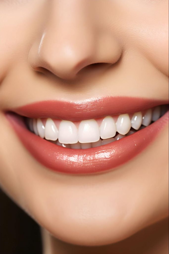 close-up of woman's teeth smiling