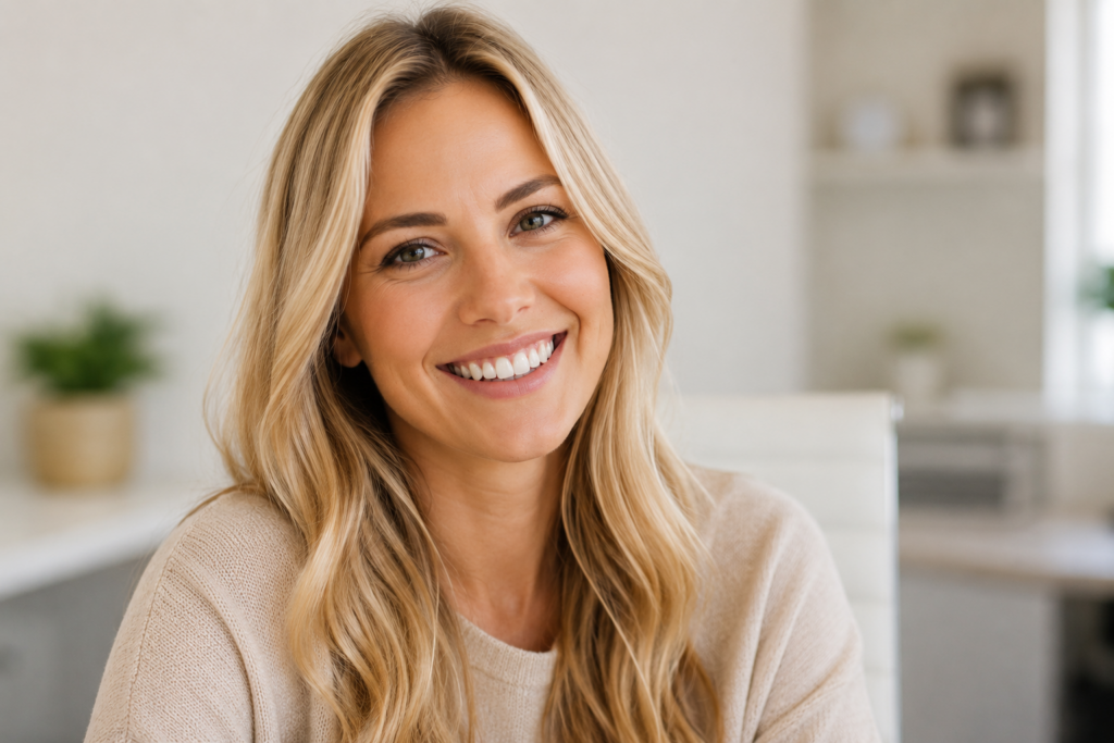 smiling blonde lady
